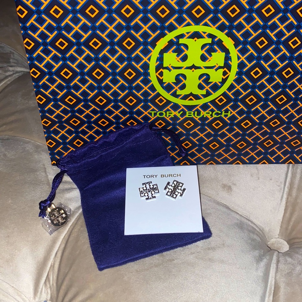 Tory Burch Britten Logo Stud Earrings